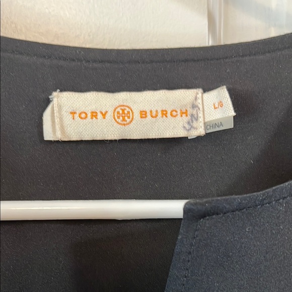 Tory Burch Elegant Blue and Black Geometric Sheath Midi Dress - Size Large - Picture 2 of 12